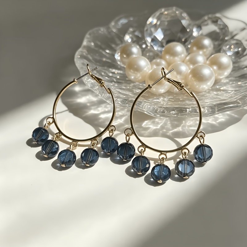 Vintage Fashion Tassel Sparkly Round Hoop Earrings